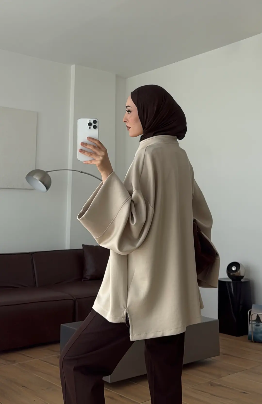 Tok Kumaş Oversize Mevsimlik Ceket Bej