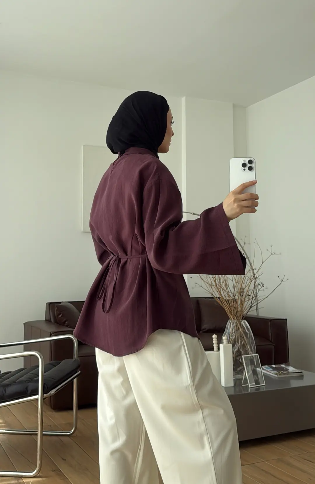 Pileli Modal Bluz Bordo