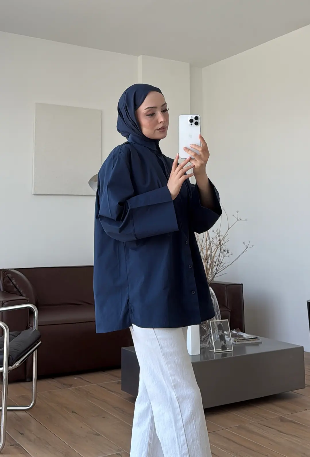 Kalın Manşetli Gömlek Lacivert 