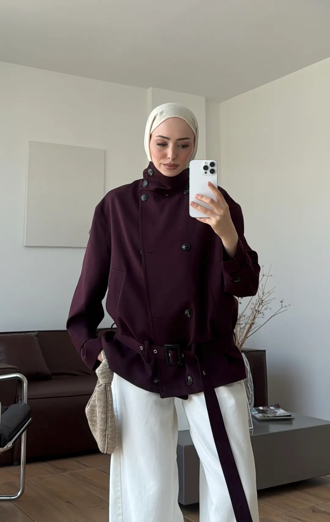 Kemerli Ells Trenç Bordo