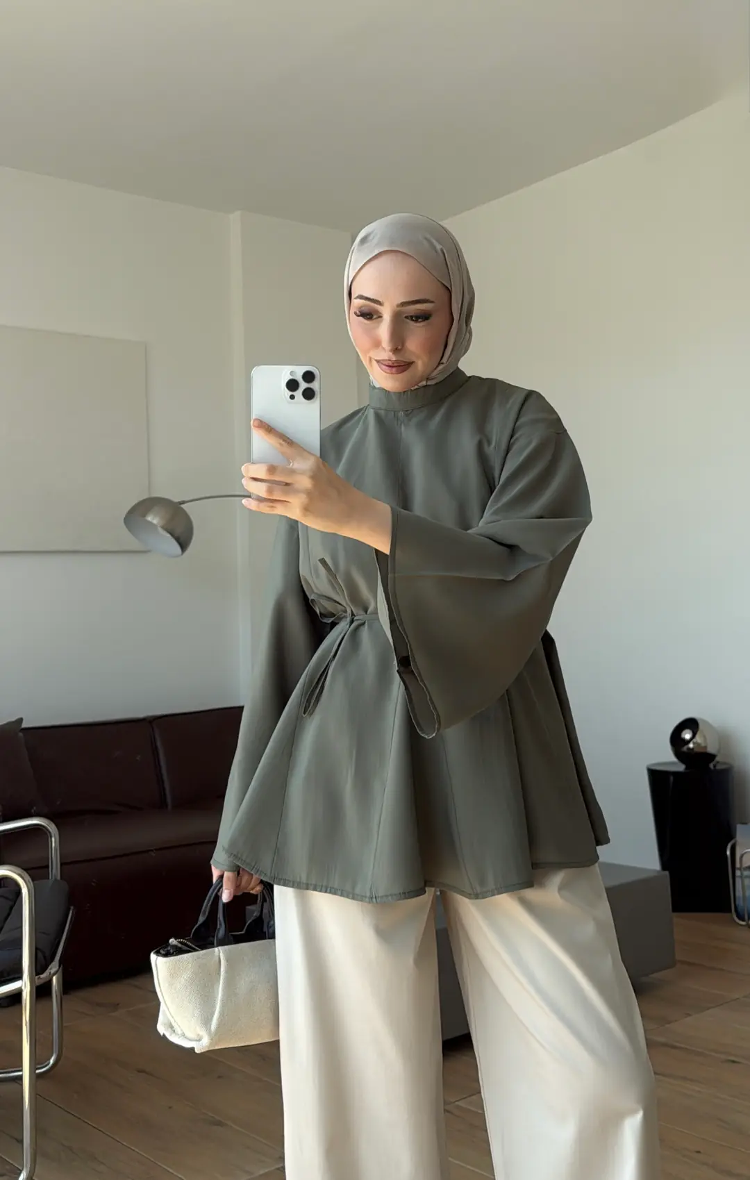 Volanlı Modal Gömlek Haki