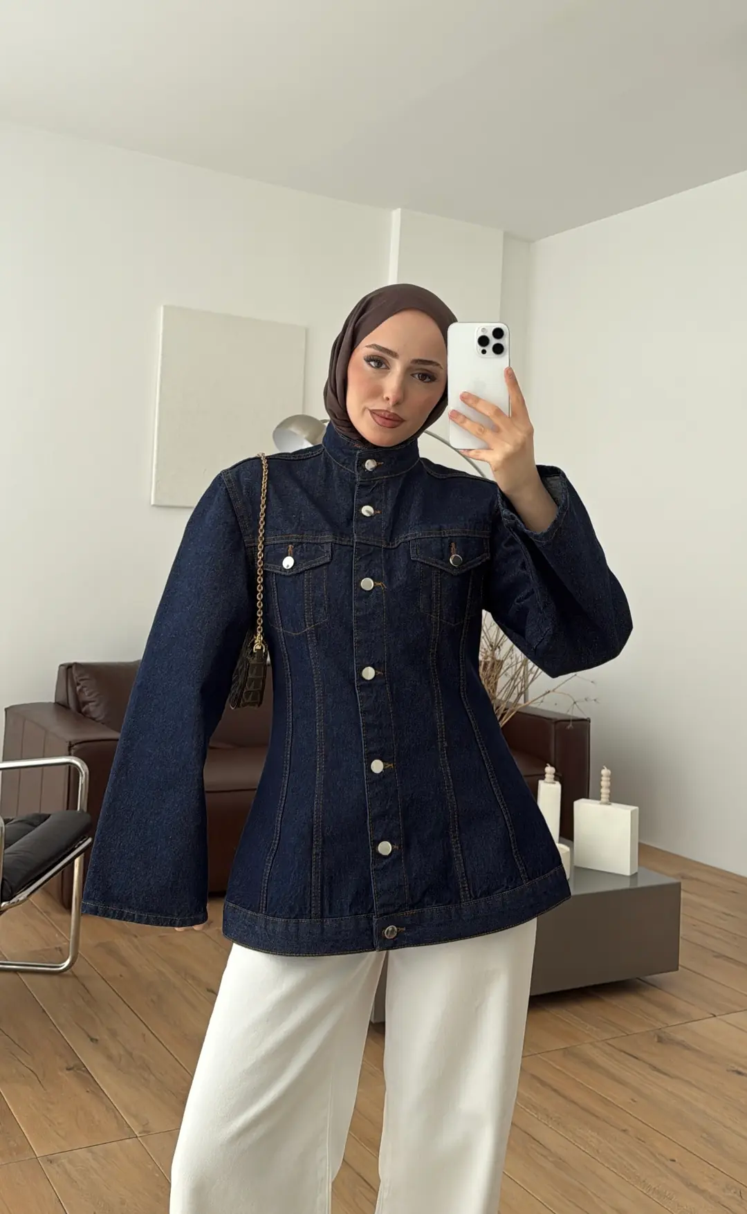 Belden Oturtmalı Fit Denim Ceket