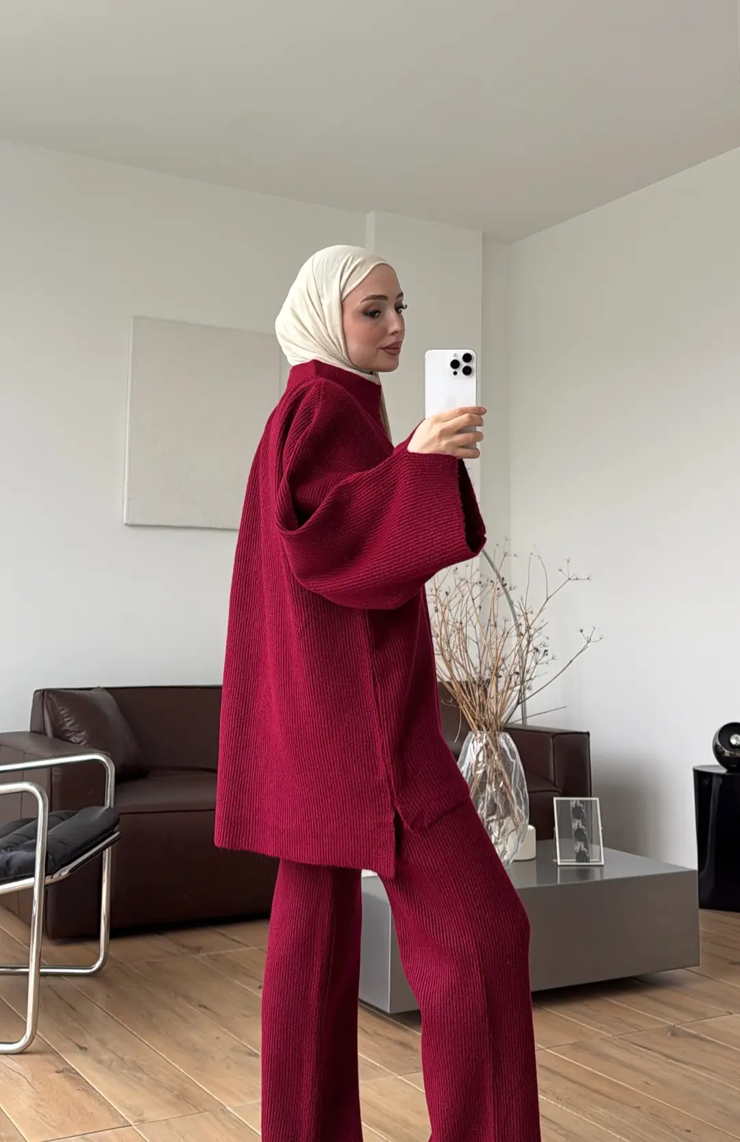 Polo Yaka Tok Kumaş Triko Takım Bordo