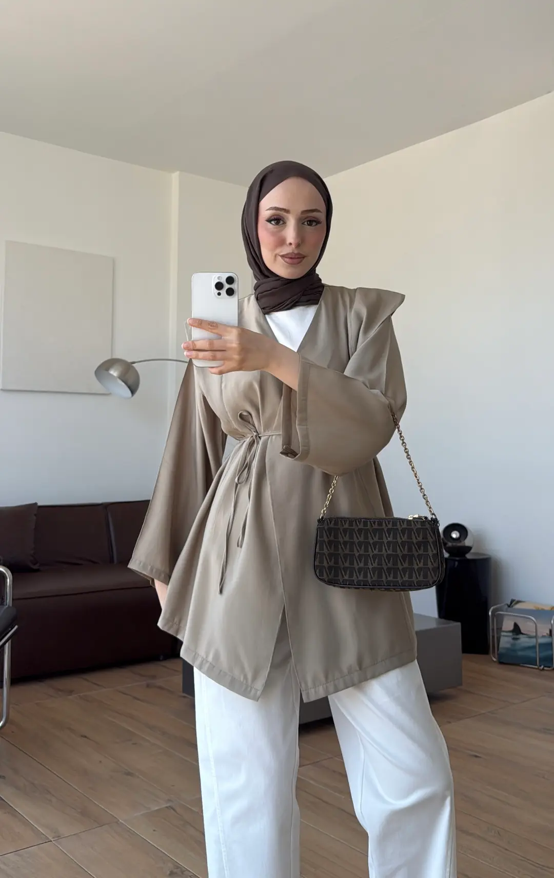Omuz Detay Bağcıklı Tunik Haki