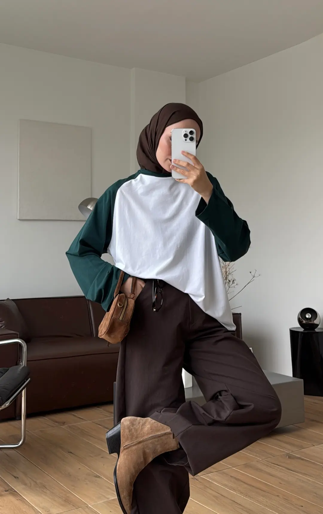 Reglan Kol Kontrast Sweat Yeşil