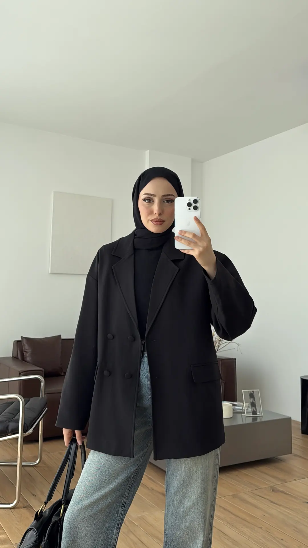Kolu Büzgülü Ceket Siyah