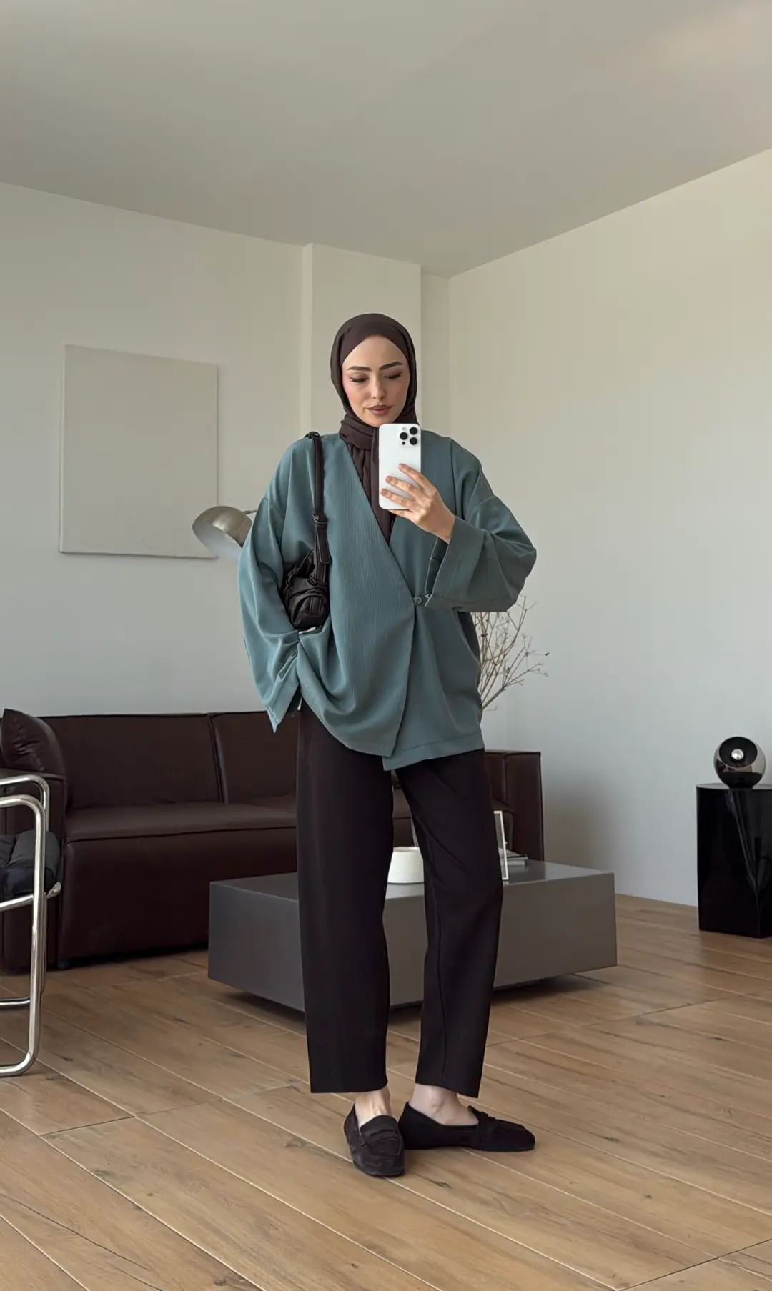 Yandan Düğmeli Kimono Çağla