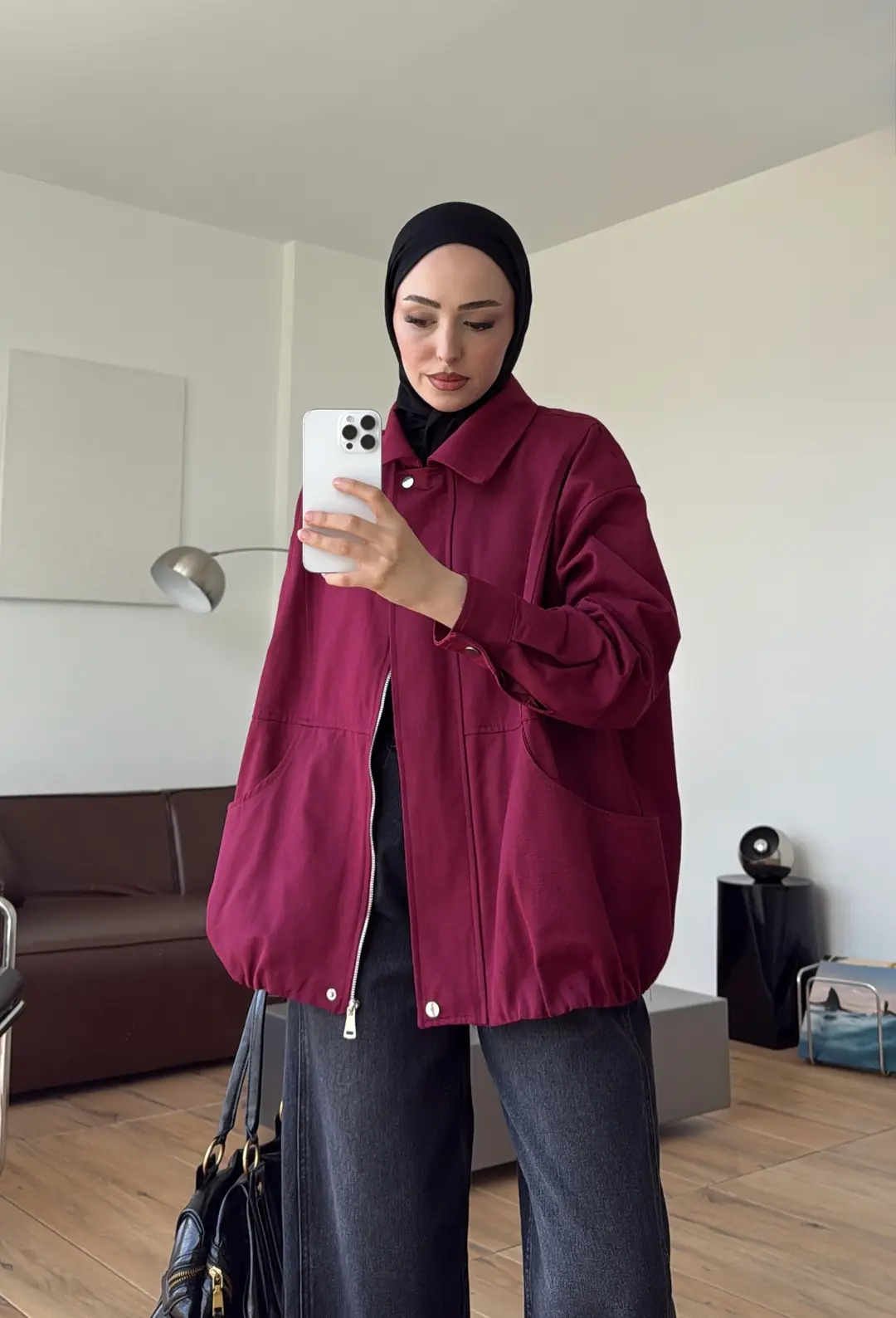 Torba Cep Gabardin Ceket Bordo