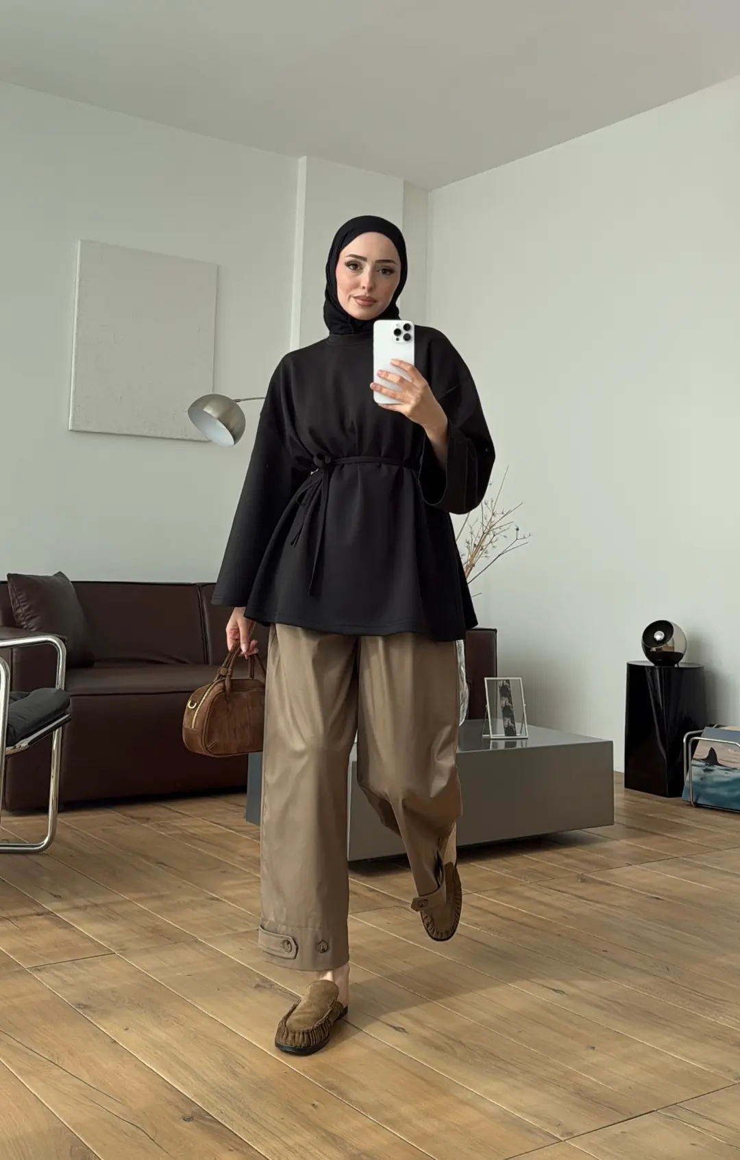Seyyar Bağlamalı Oysho Kumaş Tunik Siyah