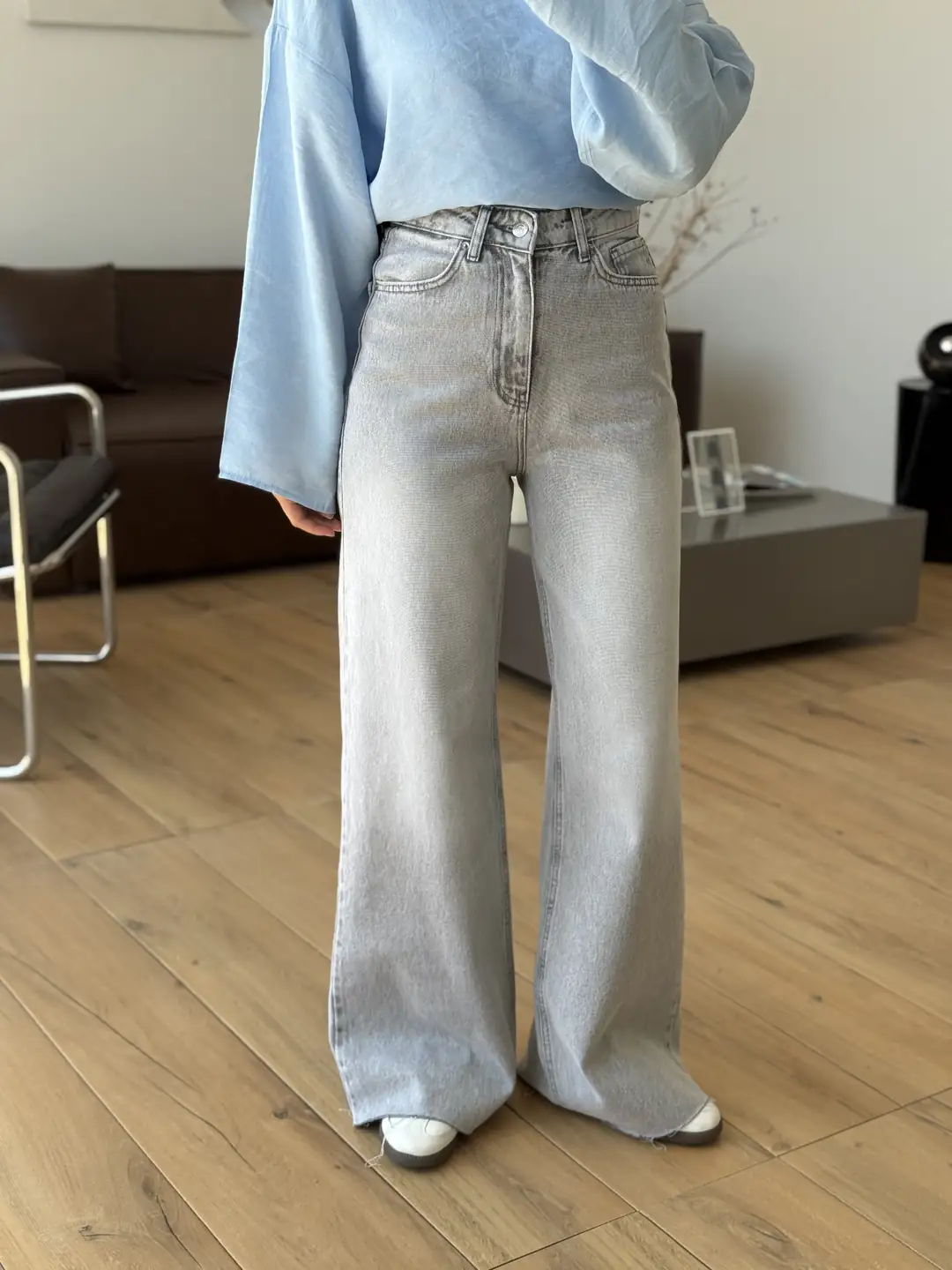 Wide Leg Acık Gri Jean