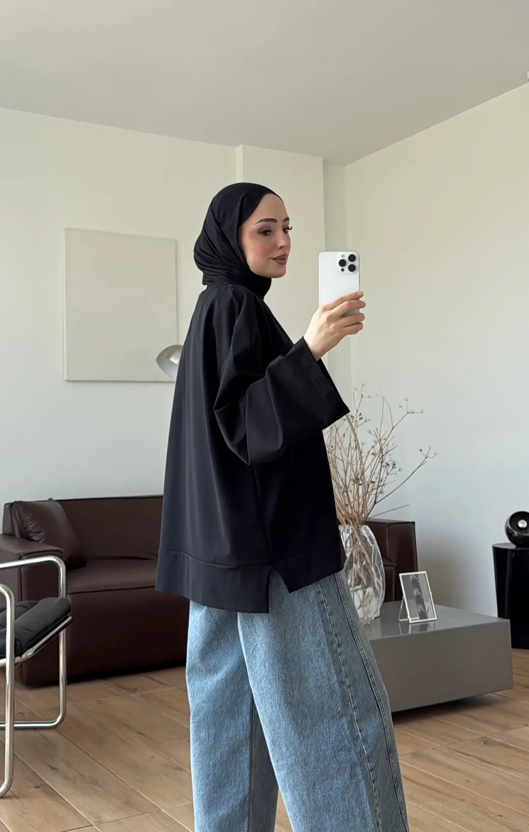 Dökümlü Basic Sweat Siyah