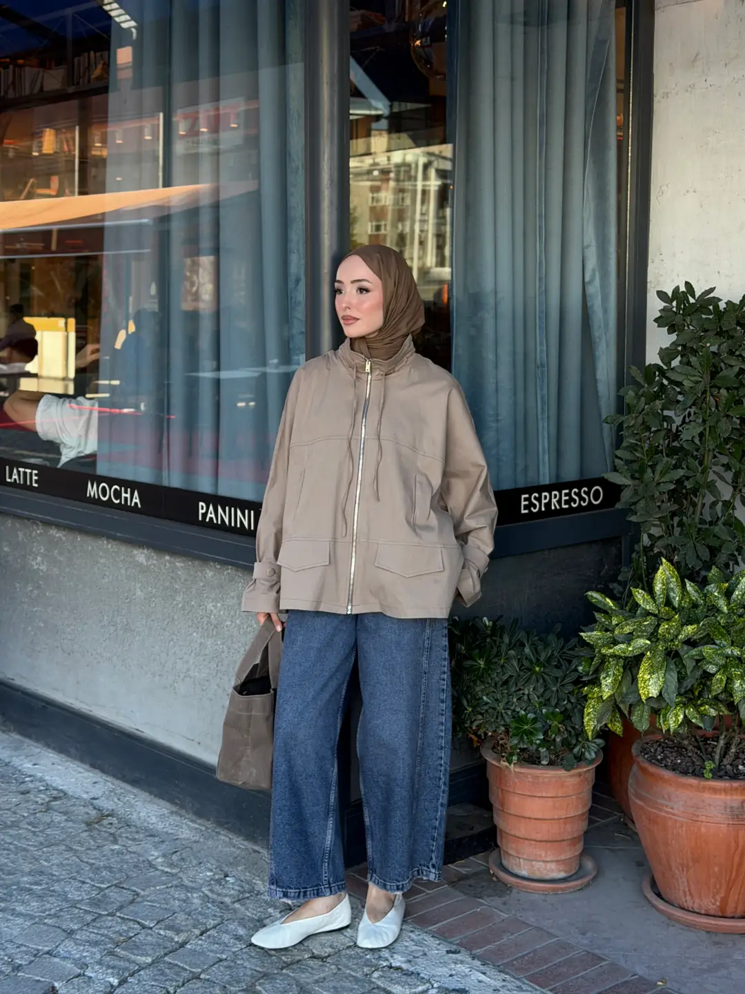 Lara Kuşak Detay Oversize Ceket Vizon