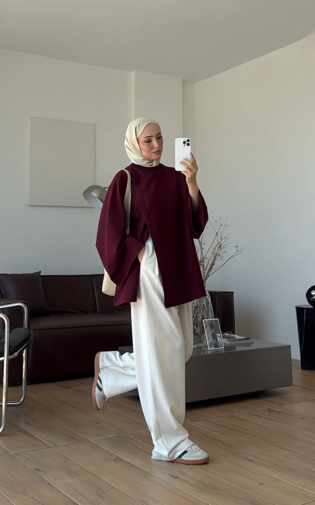 Aise Asimetrik Kesim Sweat Bordo
