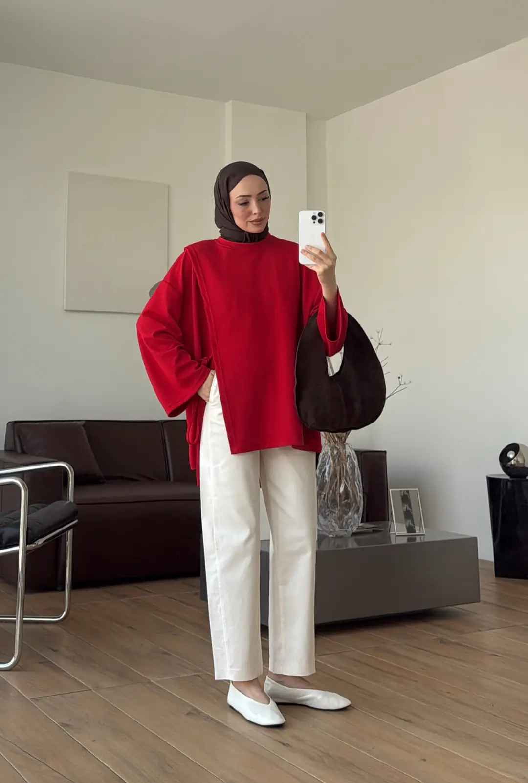 Yan Biye Bağlamalı Tunik Kırmızı
