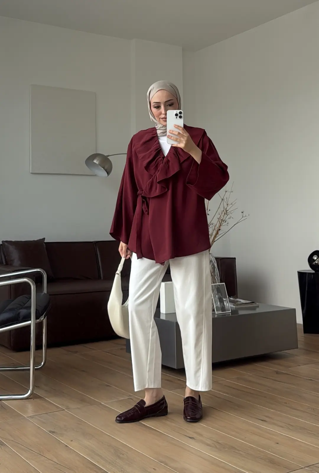 Fırfırlı ModaL Bluz Bordo