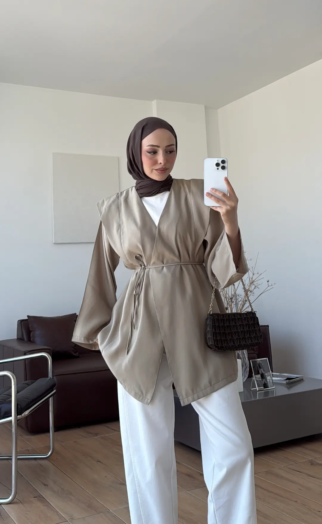 Omuz Detay Bağcıklı Tunik Haki