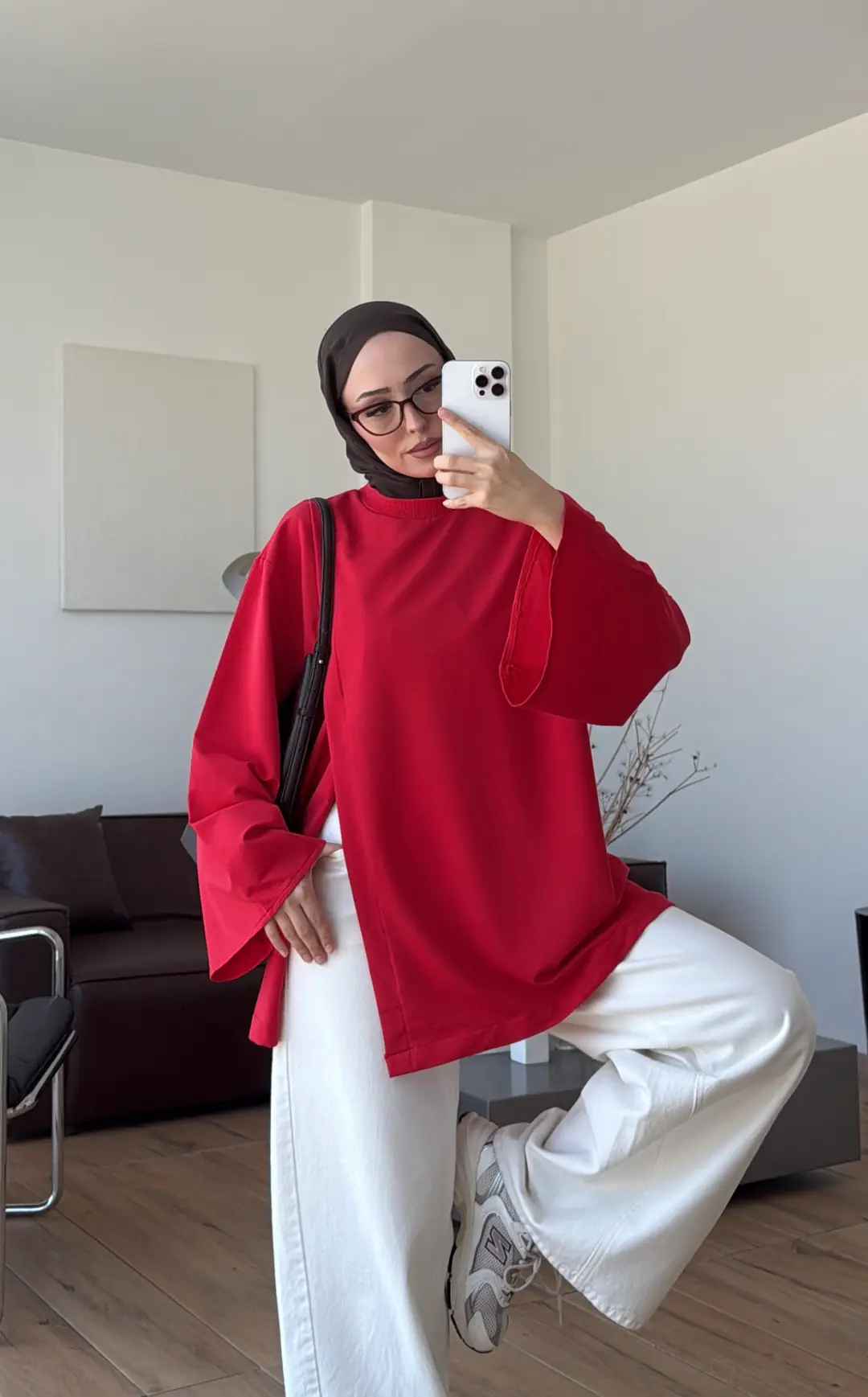 Aise Asimetrik Kesim Sweat Kırmızı