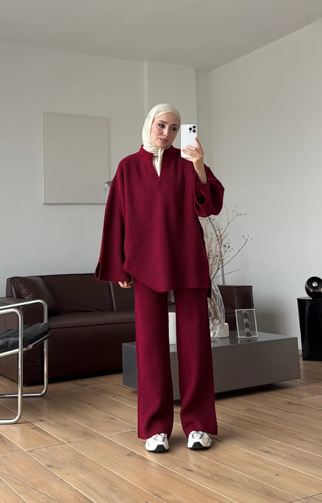 Polo Yaka Tok Kumaş Triko Takım Bordo
