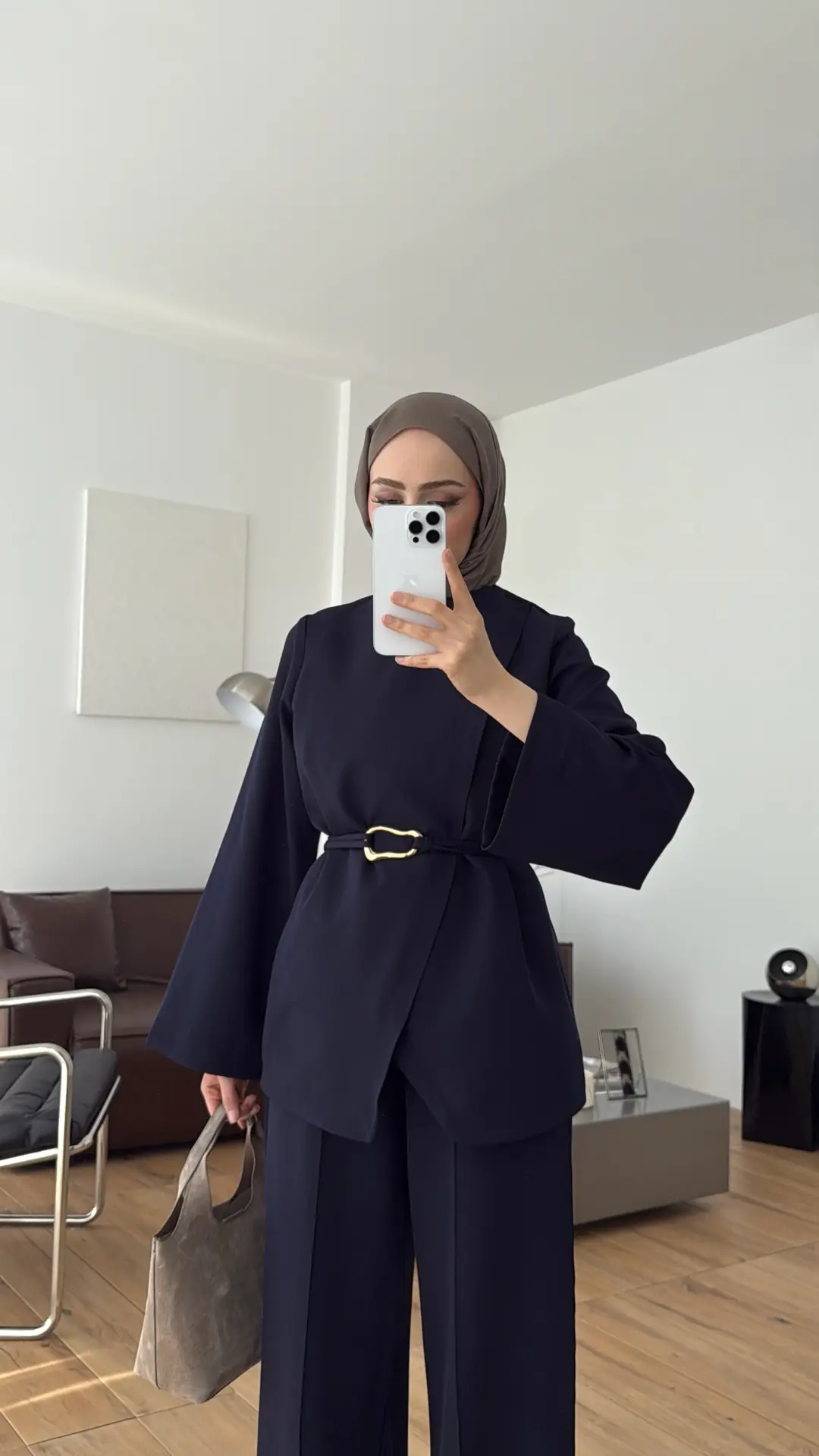 Ön Detaylı Pantolon Takım Lacivert