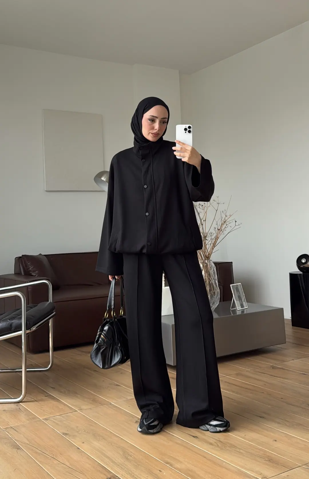 Çıtçıtlı Yarım Yaka Spor Takım Siyah