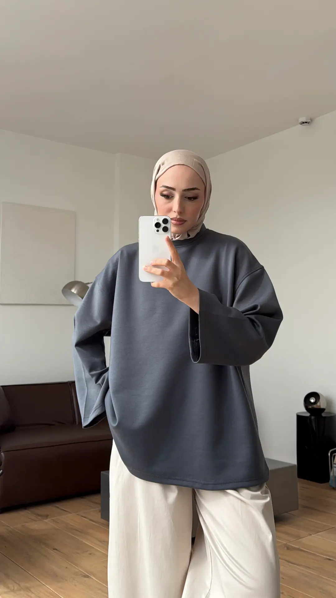 Seyyar Bağlamalı Oysho Kumaş Antrasit Tunik
