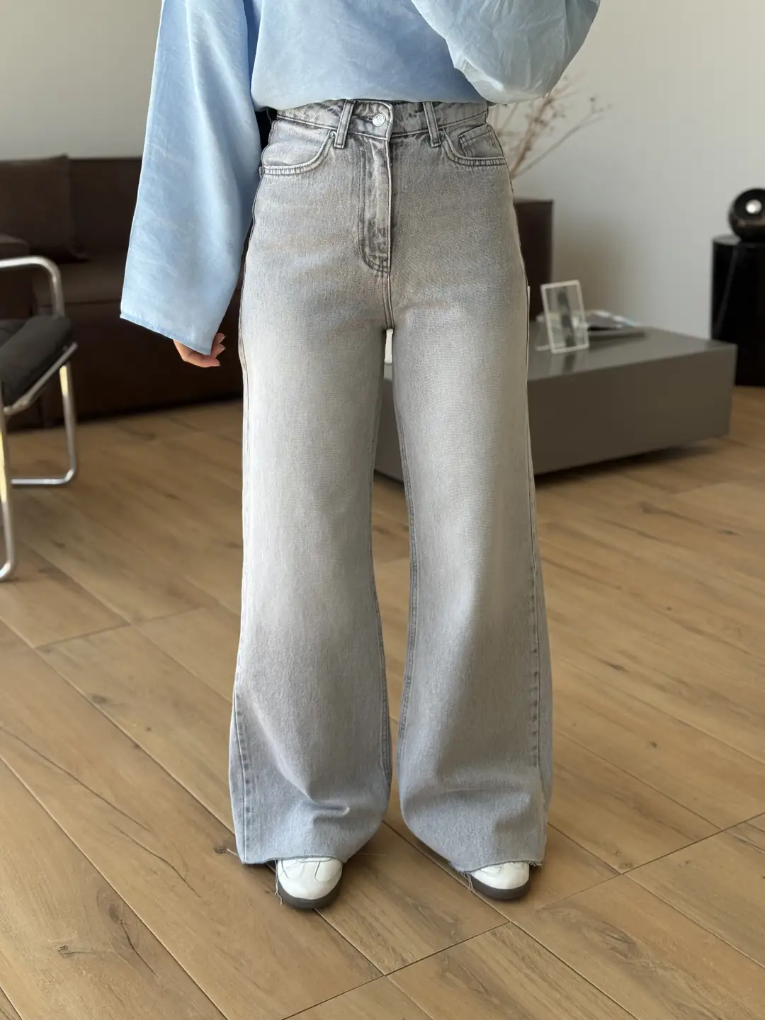 Wide Leg Acık Gri Jean