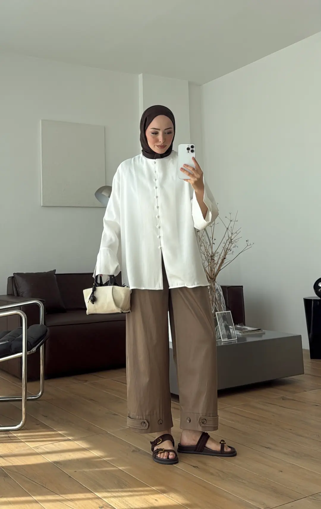 Top Düğmeli Modal Bluz Beyaz
