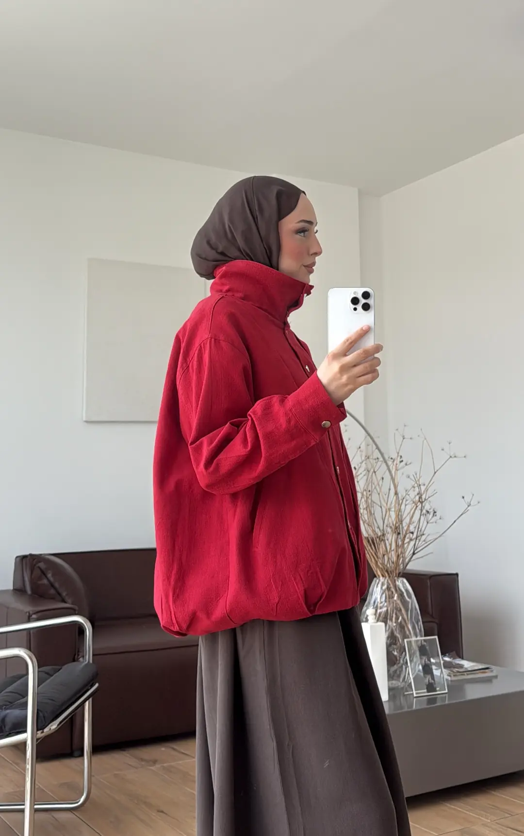 Keten Bomber Ceket Kırmızı