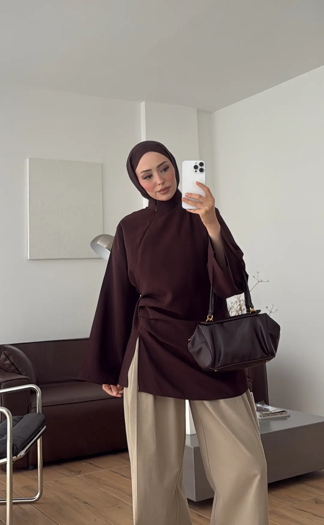 Modal Tasarım Bluz Kahve