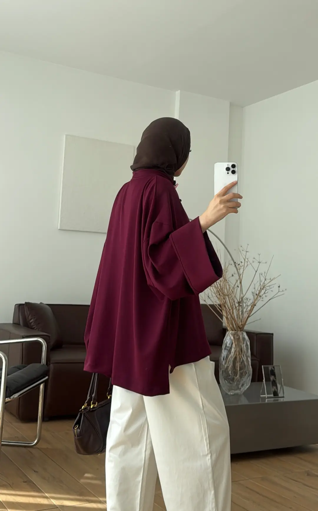 Tok Kumaş Oversize Mevsimlik Ceket Bordo