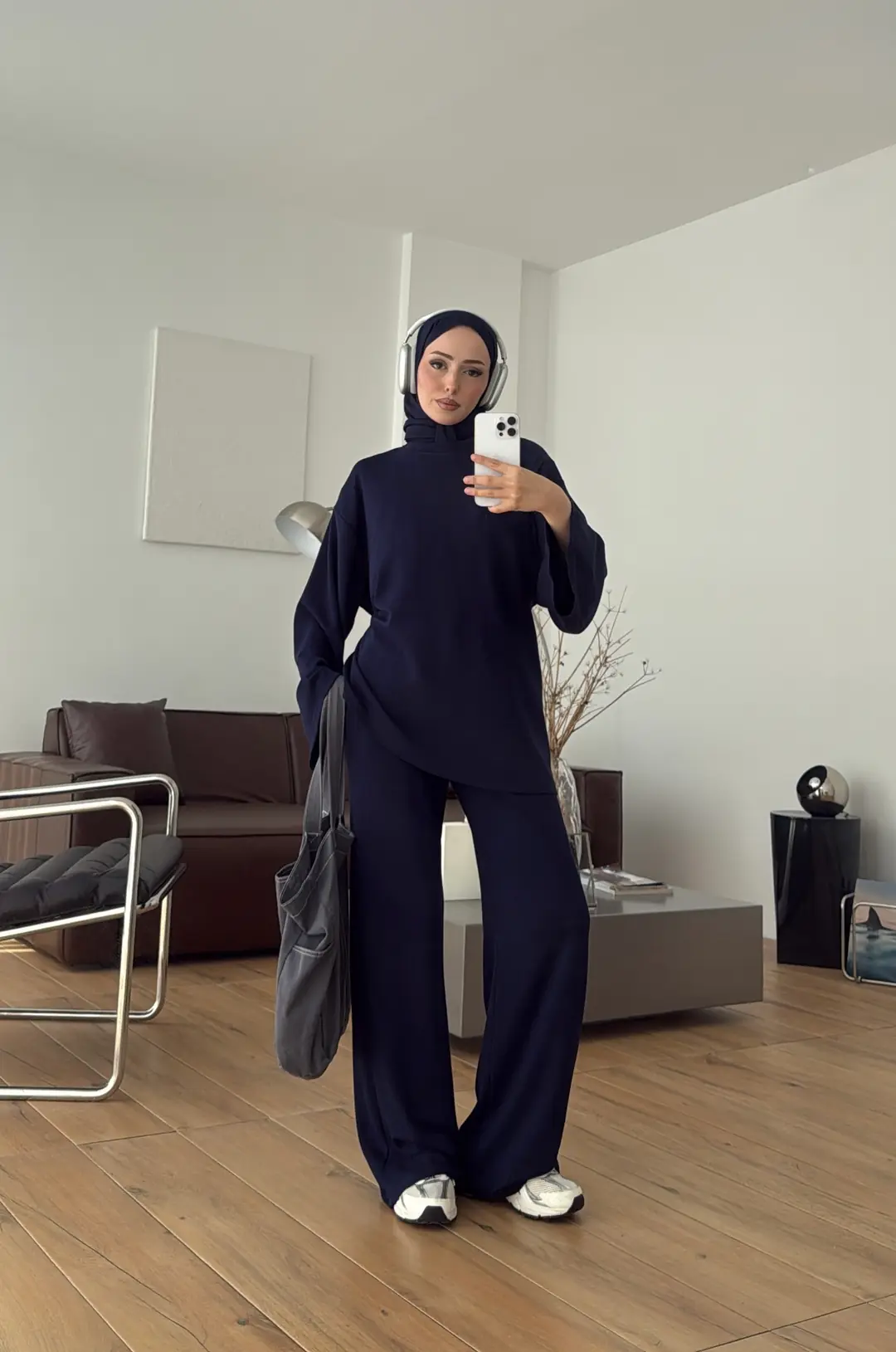 Biye Bağcıklı Tunikli Takım Lacivert