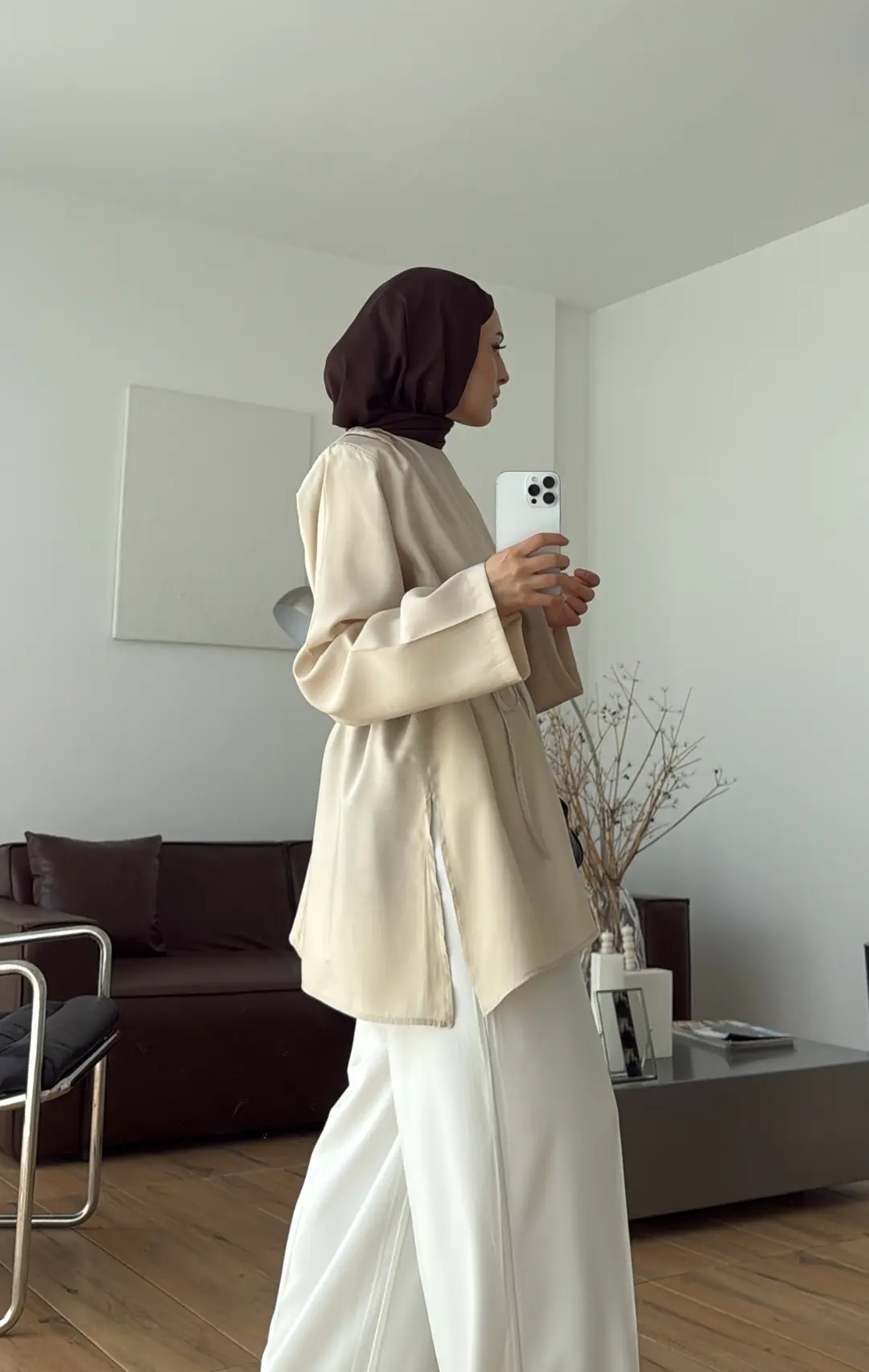 Vatkalı Asimetrik Bluz Bej