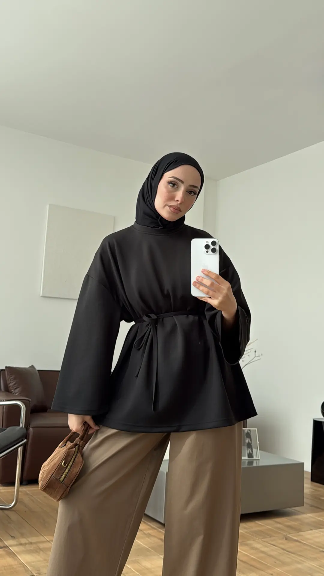 Seyyar Bağlamalı Oysho Kumaş Siyah Tunik
