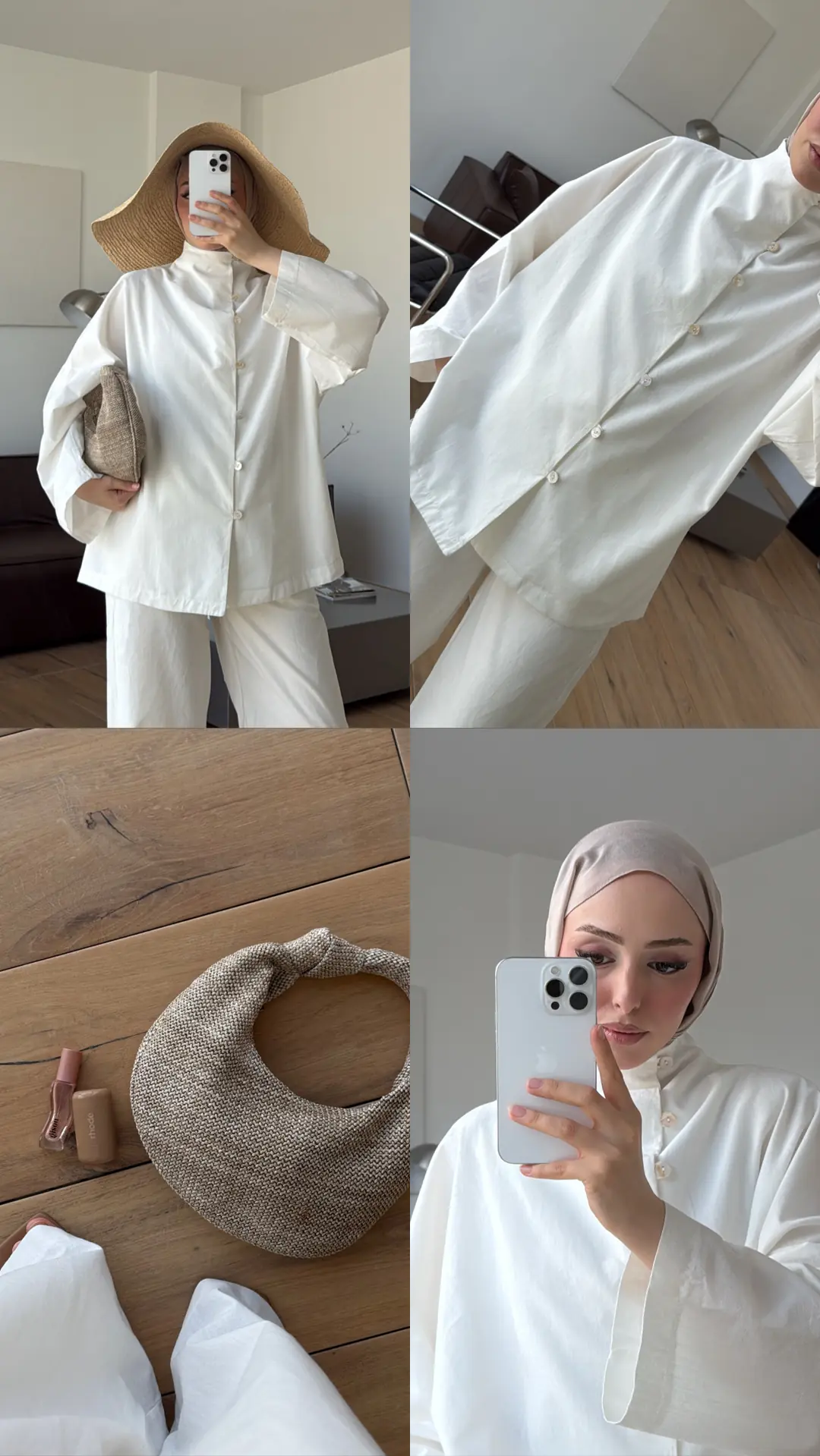 Dik Yaka Keten Takım Beyaz