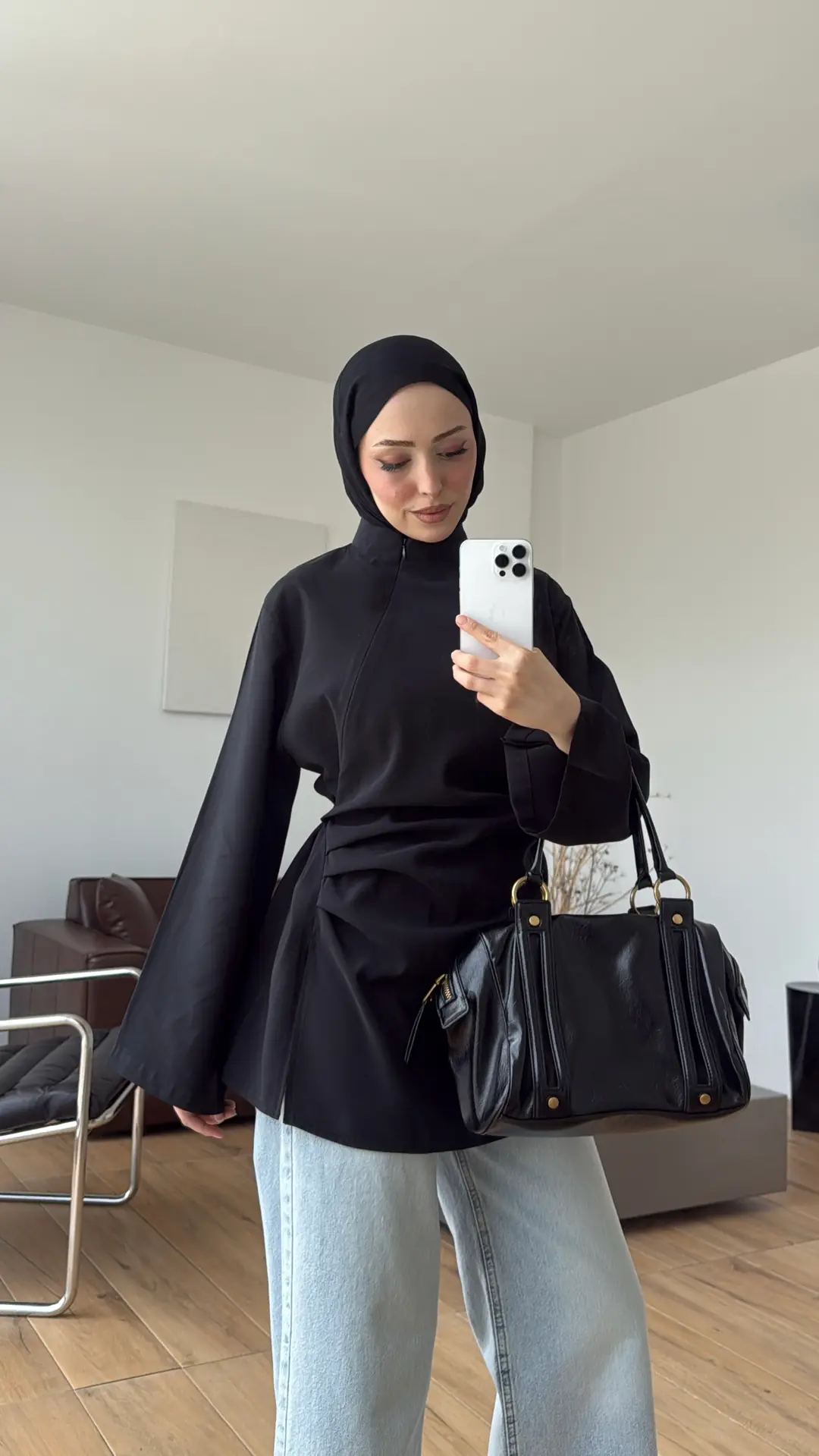 Modal Tasarım Bluz Siyah 