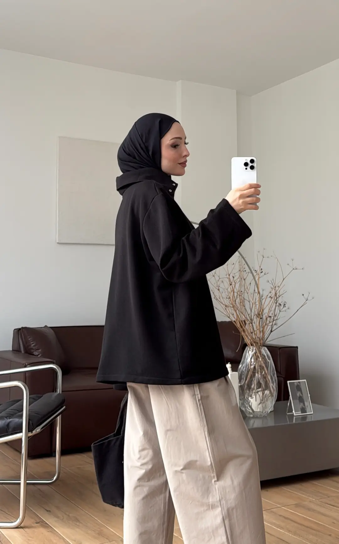 Yakalı Çıtçıt Detay Sweat Siyah