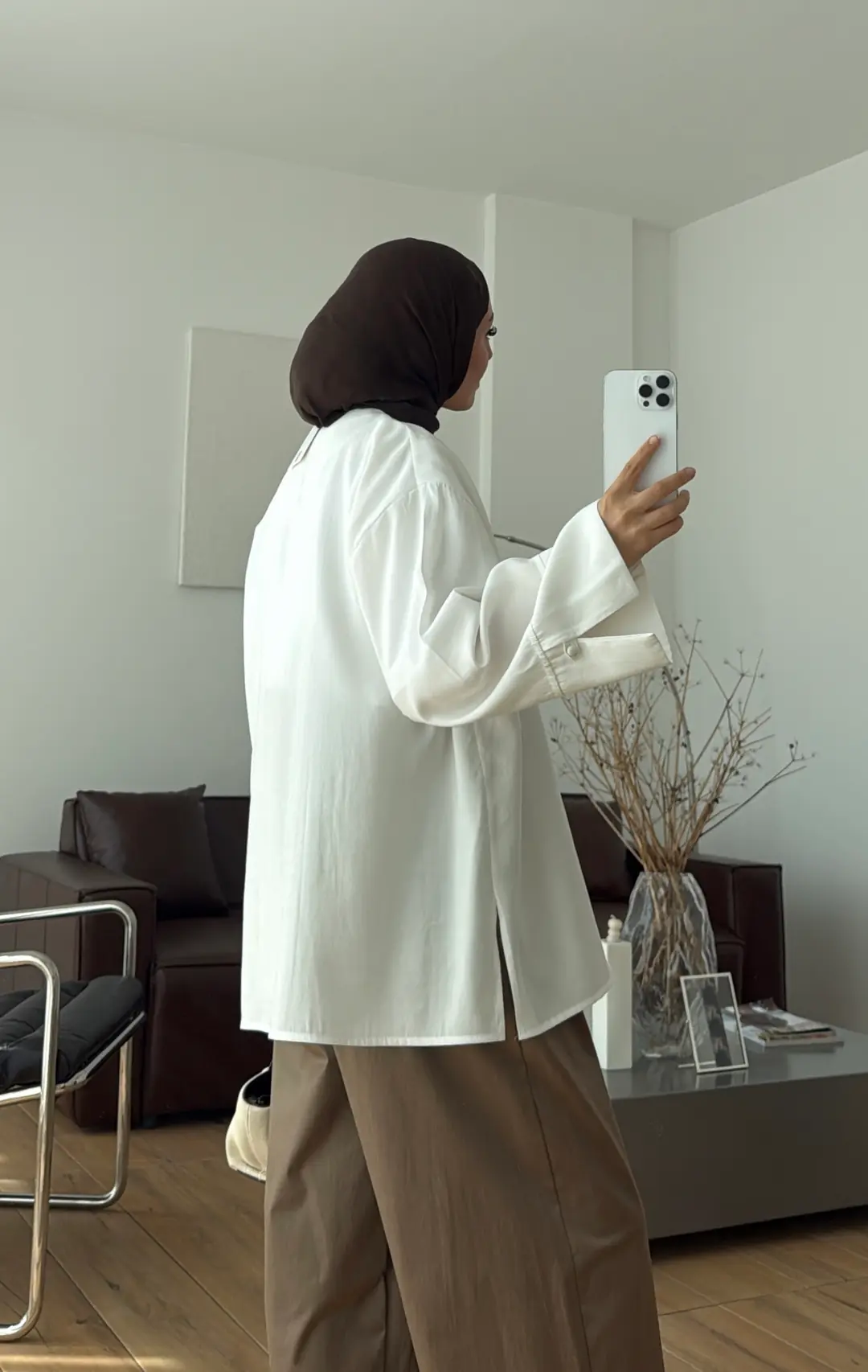 Top Düğmeli Modal Bluz Beyaz