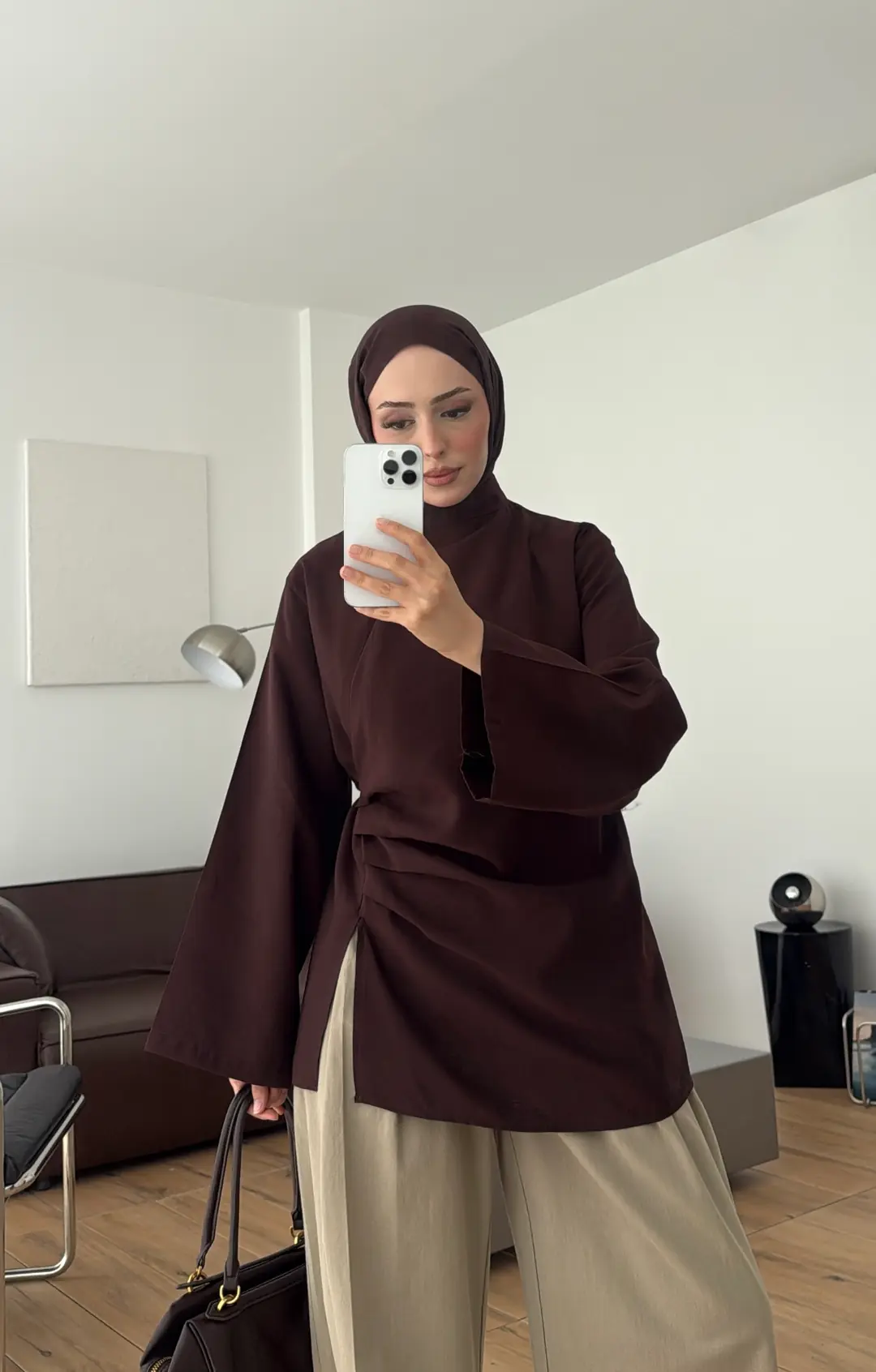 Modal Tasarım Bluz Kahve