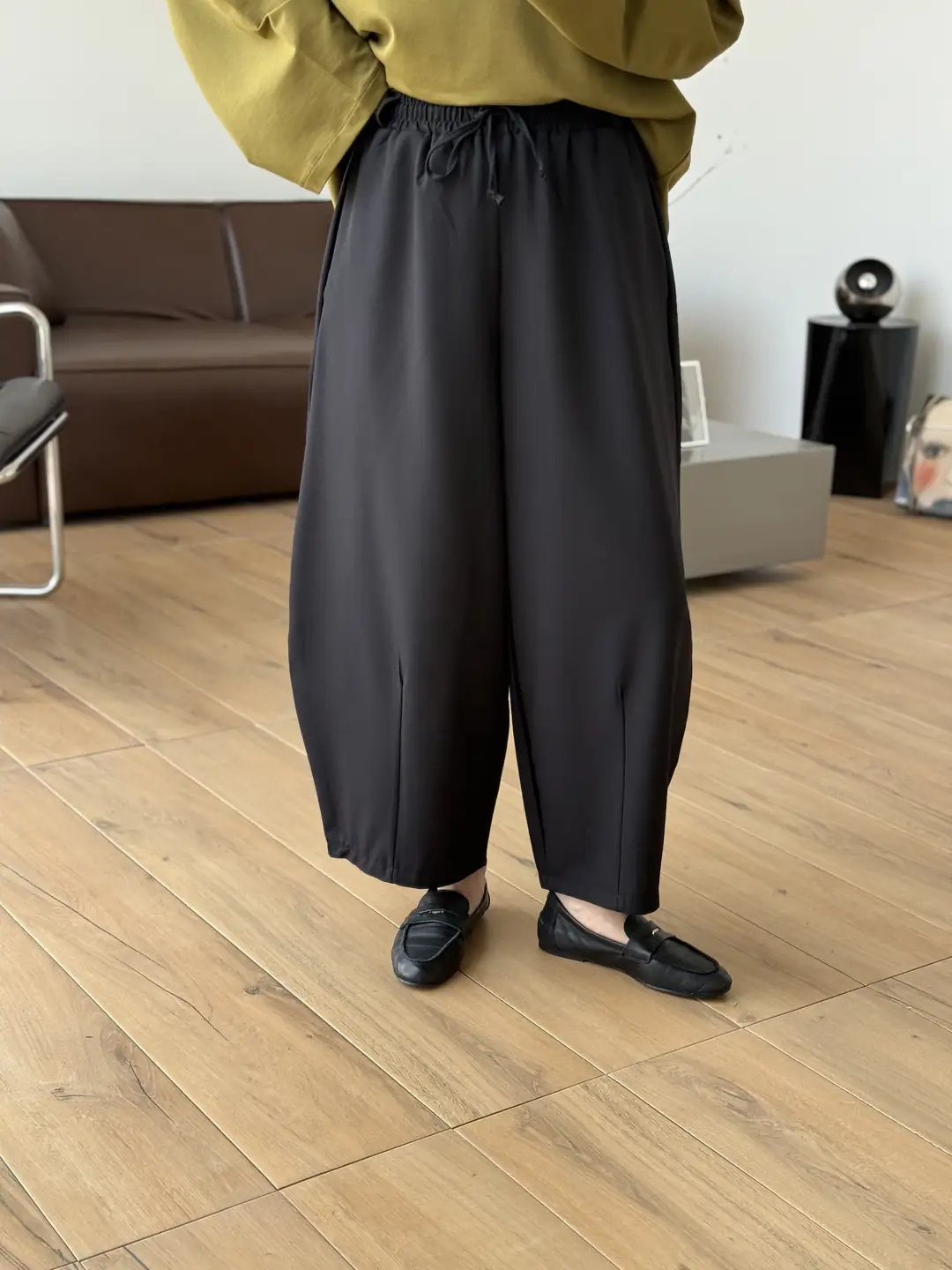 Beli Lastikli Baggy Pantolon Siyah