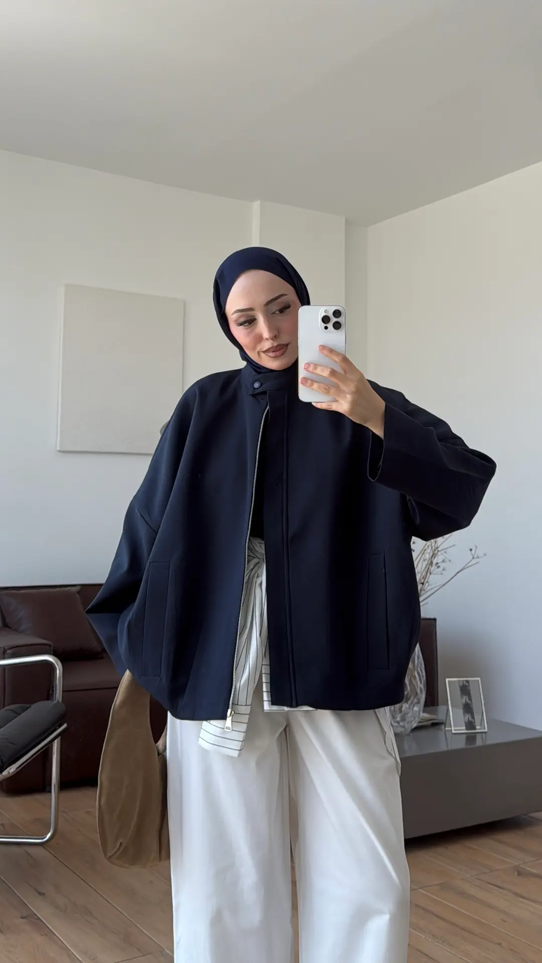 Pile Detay Bomber Ceket Lacivert
