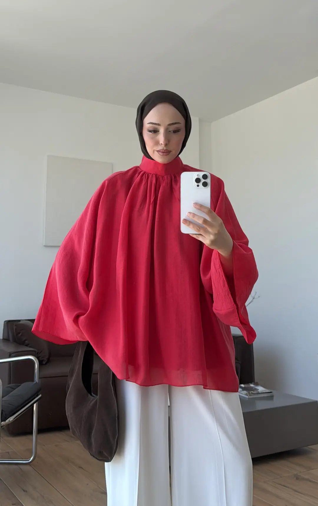 Arya Geniş Kol Bluz Kırmızı
