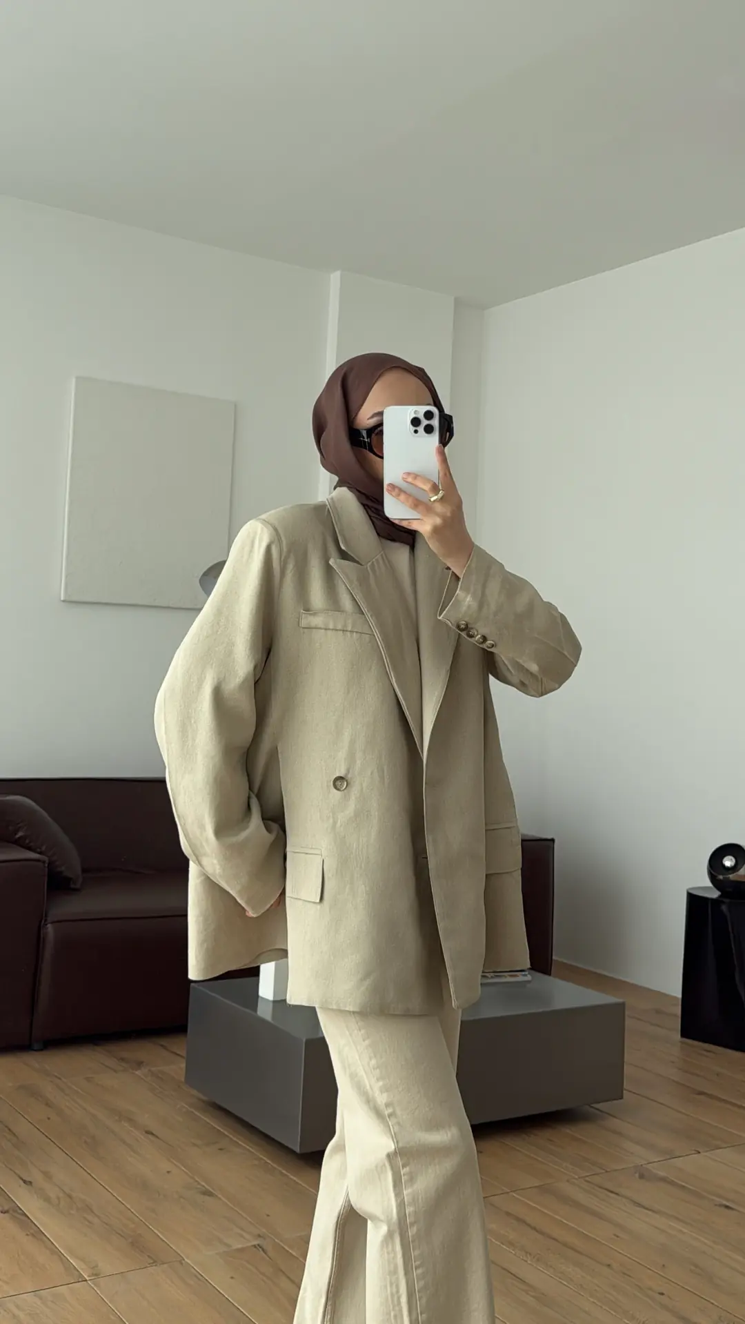 Keten Yırtmaç Detay Blazer Ceket Taş