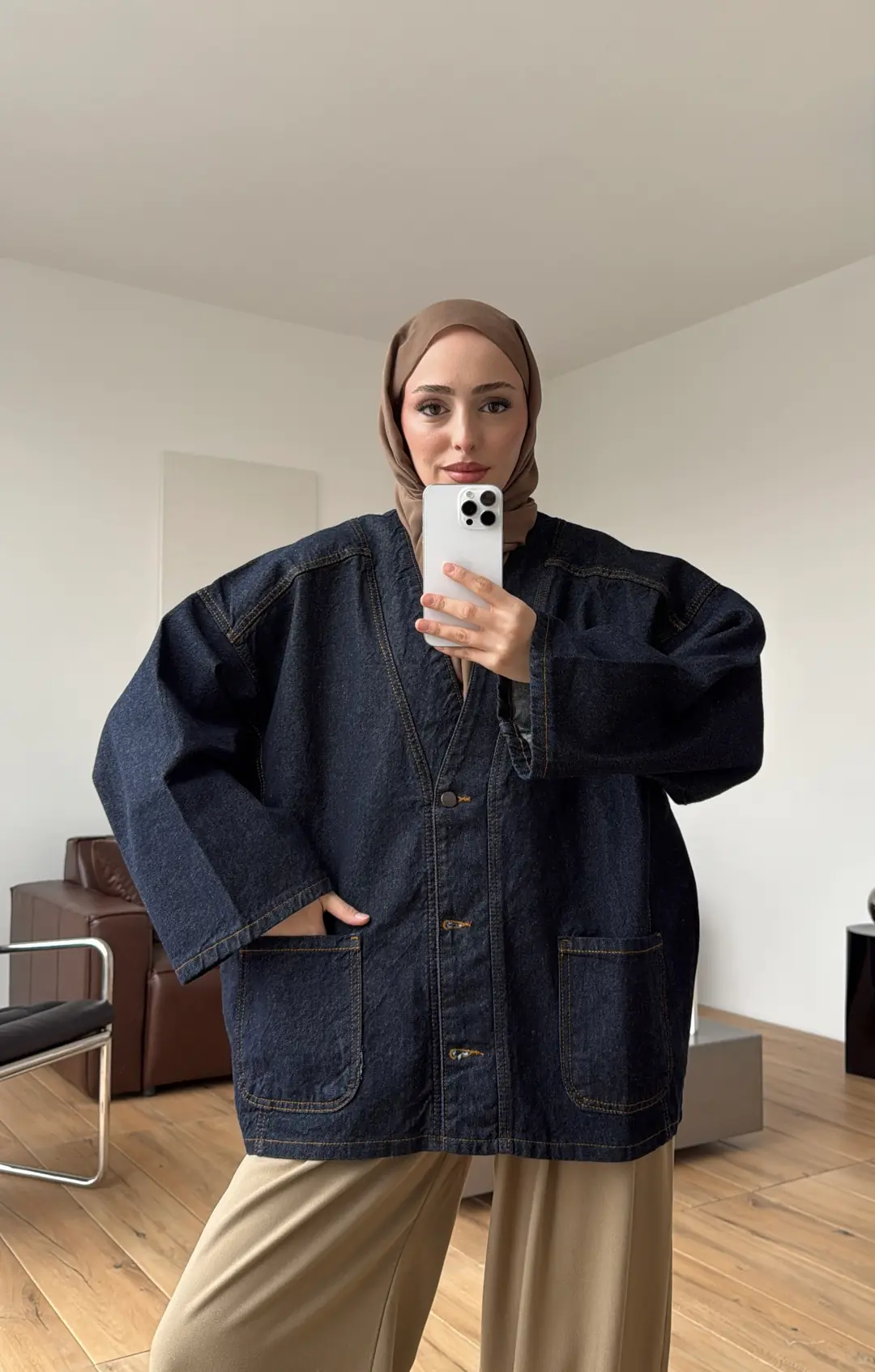 Oversize Wide Denim Ceket