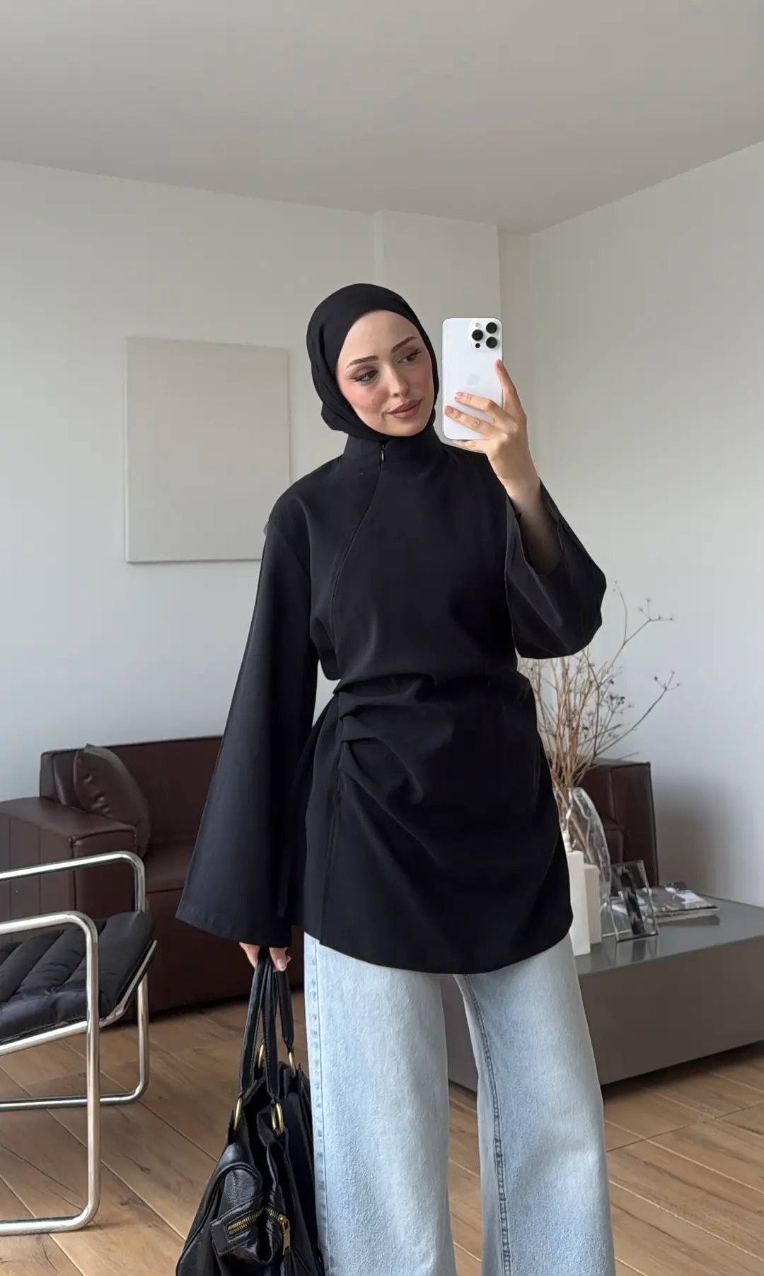 Modal Tasarım Bluz Siyah 