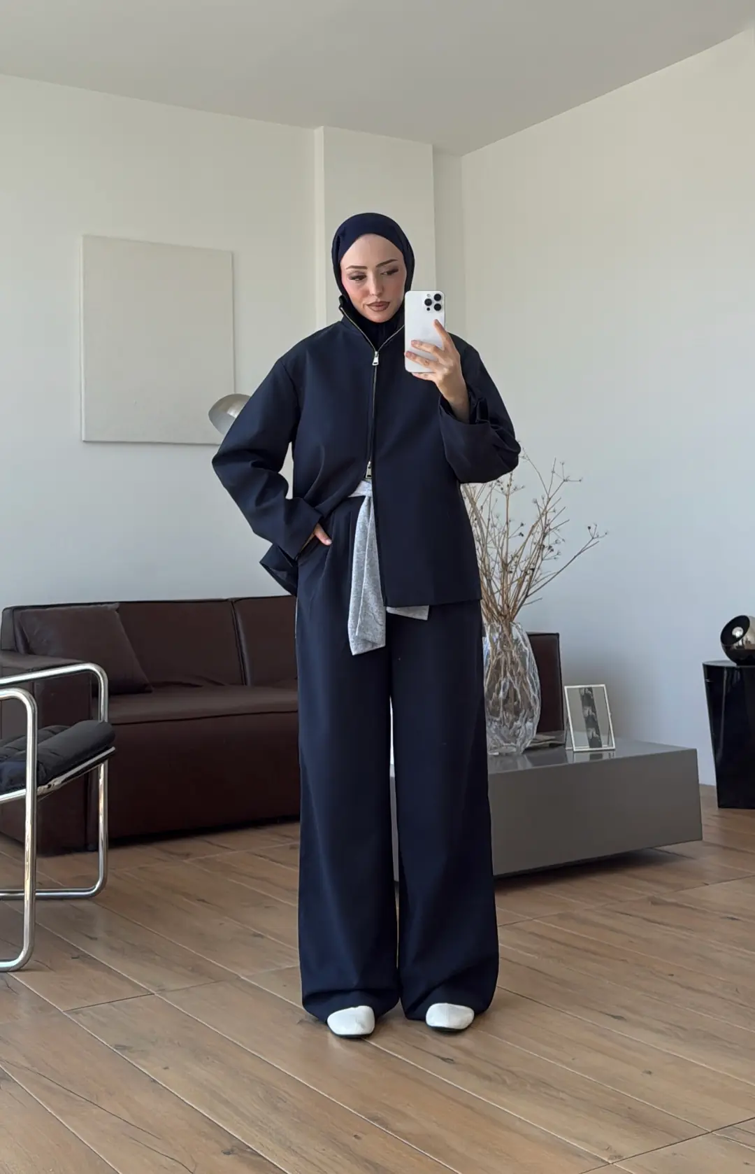 Dik Yaka Ceketli Takım Lacivert 