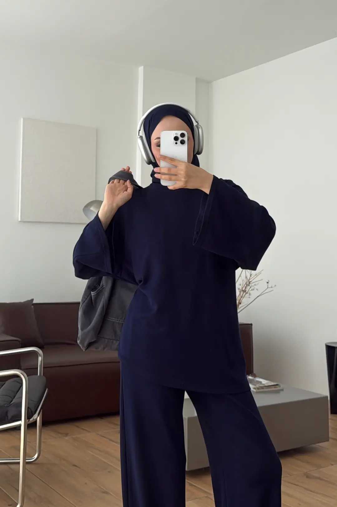 Biye Bağcıklı Tunikli Takım Lacivert