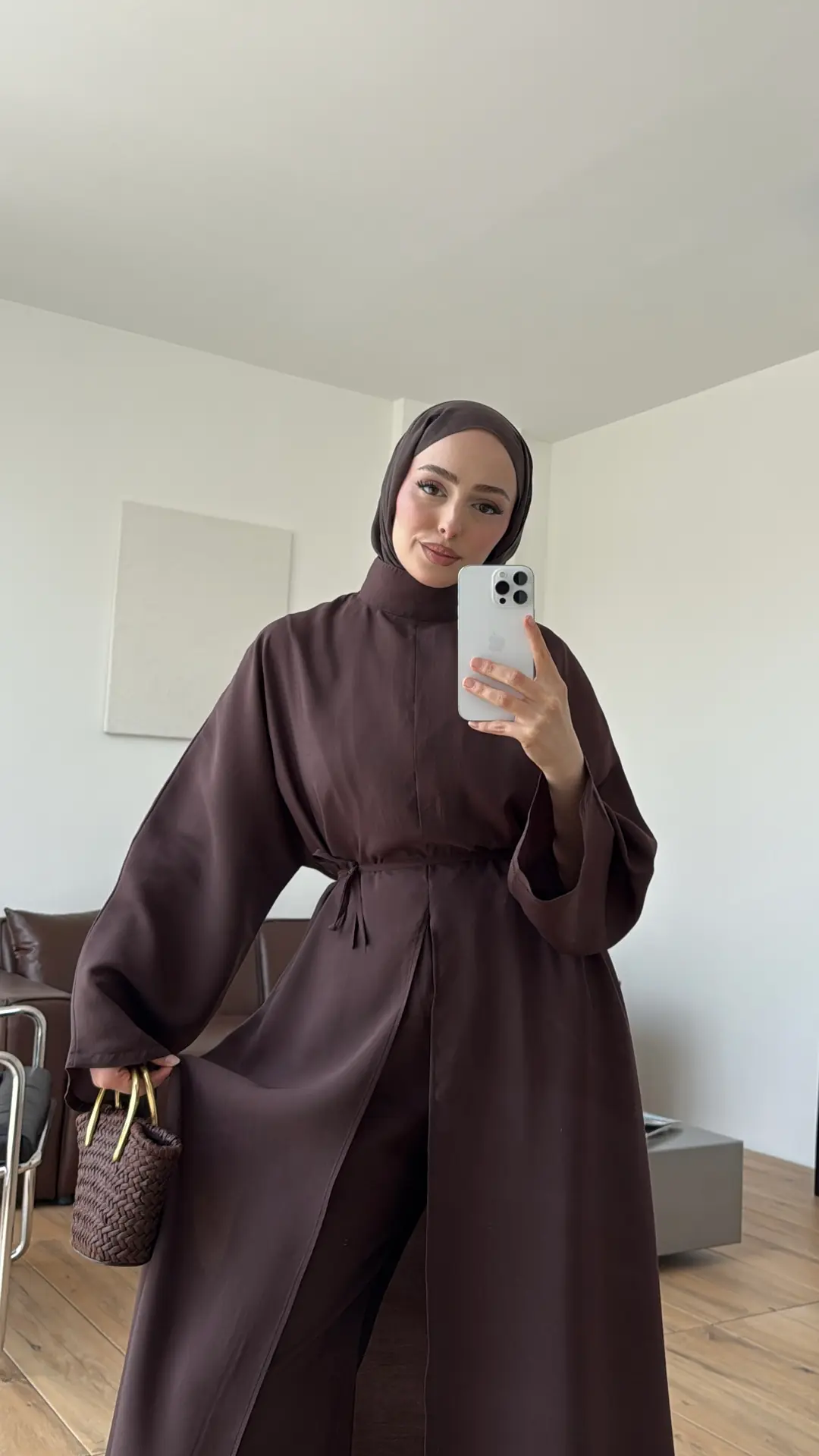 Sofia Yırtmaç Detay Takım Kahve 