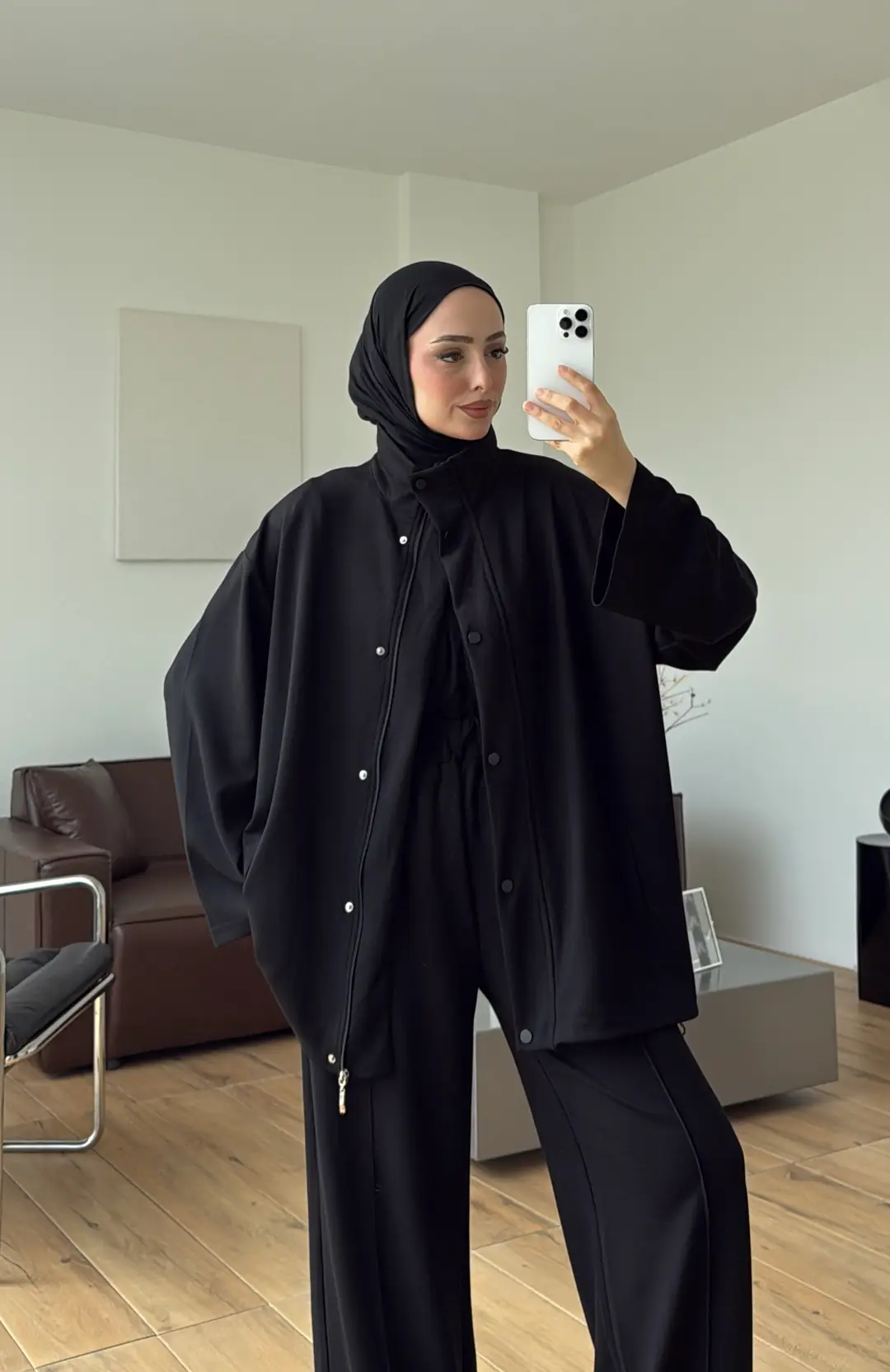 Çıtçıtlı Yarım Yaka Spor Takım Siyah