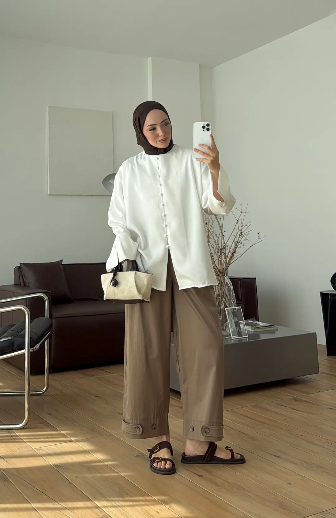 Top Düğmeli Modal Bluz Beyaz
