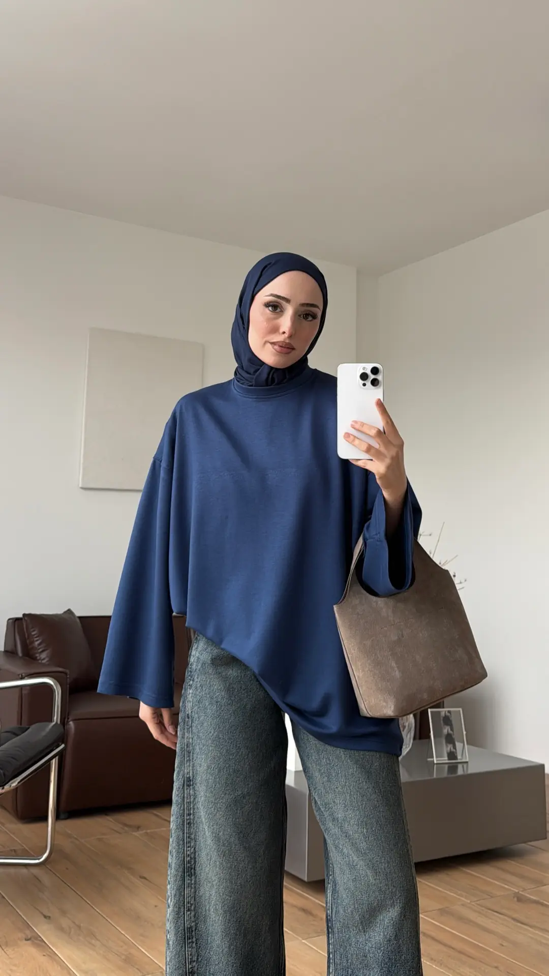 Seyyar Bağlamalı Oysho Kumaş Lacivert Tunik